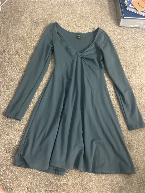 wild fable Dresses & Skirts - wild fable Teal Long-Sleeve Knot-Front A-Line Dress